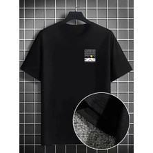 Tarz Yeri Erkek Dağ Grafikli Kısa Kollu T-Shirt - Siyah