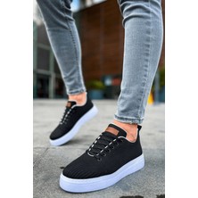 Roof Atelier Erkek Siyah Beyaz Triko Desenli Spor Ayakkabı - 413 - Tbt Crew