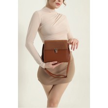 Clodi Taba Süet Garnili Kilitli Baget Çanta - Ikonik Seri