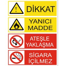HiperAD Reklam Dikkat Yanıcı Madde Ateşle Yaklaşma Dekota – 3 mm Forex Uyarı Tabelası 25 cm × 35CM