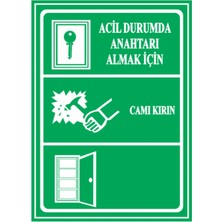 HiperAD Reklam Acil Durumda Anahtarı Almak Için Camı Kırın Dekota Baskı – 3 mm Forex Uyarı Tabelası 25 cm × 35CM