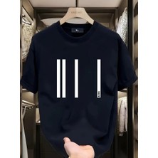 Tarz Yeri Kadın Baskılı Bisiklet Yaka Ovarsize Kısa Kol T-Shirt - Siyah