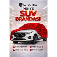 Universal Chery Tiggo 8 Penye Suv Araç Brandası Kalın Kumaş Garaj Brandası Oto Araç Koruma Örtüsü Kırmızı