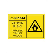 HiperAD Reklam Yangın Riski Yüksek Yanıcı Madde Dekota Baskı – 3 mm Forex Uyarı Tabelası 25 cm × 35CM
