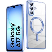 Teknomoda Samsung Galaxy A17 Kılıf Kamera Lens Korumalı Renkli Magsafe Şeffaf Silikon Mavi