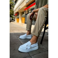 Roof Atelier Erkek Beyaz Kemer Tokalı Loafer Ayakkabı - 417 - Cbt Mancini