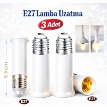 Vwin E27 Lamba Duy Uzatıcı Ampulü 9.5 cm Uzatır E27 To E27 (3 Adet)