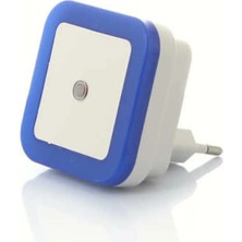 Usin Mavi Işık Kare Tip Otomatik Gece Yanıp Gündüz Sönen Işık Sensörlü Ledli Gece Lambası