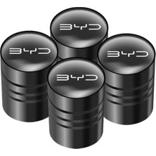 Bir Aksesuar Al Alüminyum Malzeme Byd Logolu Lastik Sibop Kapağı (4 Adet) - Premium Seri