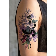Geçici Çiçek ve Yılan Figürlü Mini Dövme Tattoo 6X10 cm