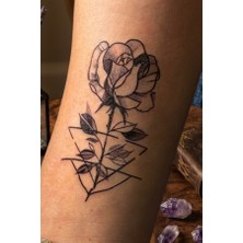 Geçici Gül Figürlü Mini Dövme Tattoo Gerçekçi Görünüm 6X10 cm