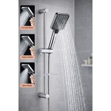 Ahlez Sürgülü Krom Yağmurlama Tuşlu 3 Fonksiyonlu Aqua Model Duş Seti