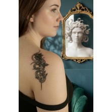 Geçici Gül ve Yılan Figürlü Mini Dövme Tattoo 6X10 cm