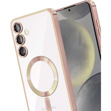 Teknomoda Samsung Galaxy A16 Kılıf Kamera Lens Korumalı Renkli Magsafe Şeffaf Silikon Rose Gold