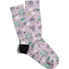Eğlenceli Çorap Unisex Sweet Baykuş Qwl Baskılı Çorap