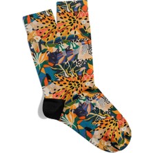 Eğlenceli Çorap  Unisex Flower Renkli Panter Desen Baskılı Çorap