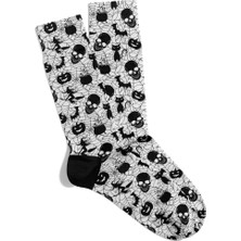 Eğlenceli Çorap  Unisex Skull Siyah Kuru Kafa Desen Baskılı Çorap