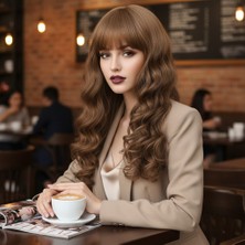 Esranın Dünyası Dalgalı Perçemli Uzun Fiber Sentetik Peruk - Bebek Kumralı RSPRK34-ESRDNS