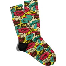 Eğlenceli Çorap Unisex Haha Boom Popart Baskılı Çorap