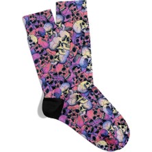 Eğlenceli Çorap Unisex Renkli Kuru Kafa Desen Baskılı Çorap