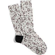 Eğlenceli Çorap Unisex Kuru Kafa Bal Kabağı Baskılı Çorap