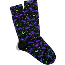 Eğlenceli Çorap  Unisex Renkli Ay ve Halloween Desen Baskılı Çorap