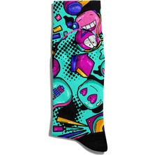 Eğlenceli Çorap Unisex  Rock Emoji Popart Baskılı Çorap