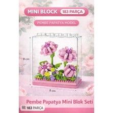 Yıldırım Oyuncak Pembe Papatya Mini Blok Seti 183 Parça – Şeffaf Fanus Dekoratif Çiçek Yapım Oyuncak (8X8X9 Cm)