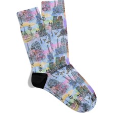 Eğlenceli Çorap  Unisex Renk Geçişi Sokak Desen Baskılı Çorap