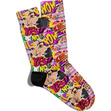 Eğlenceli Çorap Unisex  Yes No Popart Baskılı Çorap
