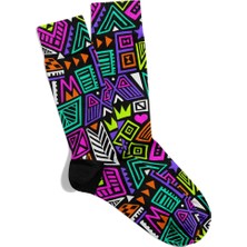 Eğlenceli Çorap Unisex Etnik Karışık Renkli Desen Baskılı Çorap