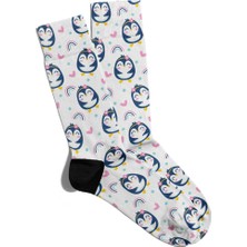 Eğlenceli Çorap Unisex  Cute Penguen Baskılı Çorap