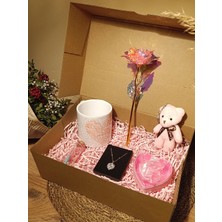 Paganca Hediye Seti Ayıcık Anahtarlık - Kupa - Kalpli Kolye - Dilek Şişesi - Tüllü Kutu - Sonsuzluk Gülü