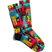 Eğlenceli Çorap Unisex  Geometrik Renkli Ananas Baskılı Çorap