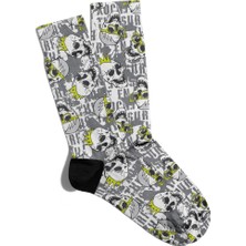 Eğlenceli Çorap Unisex Rock Skull Baskılı Çorap