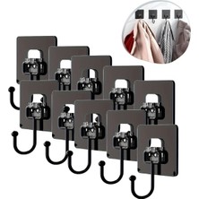 Store Mania Ieg™ 10 Adet Duvara, Dolapa Yapışan Güçlü Yapışkanlı Siyah Duvar Askısı ()