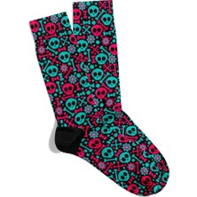 Eğlenceli Çorap  Unisex Skull Halloween Black Baskılı Çorap