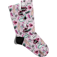 Eğlenceli Çorap Unisex Hello Wtf Popart Baskılı Çorap