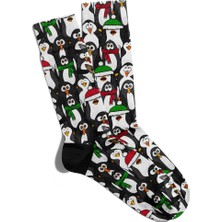 Eğlenceli Çorap Unisex  Sevimli Penguen Noel Baskılı Çorap