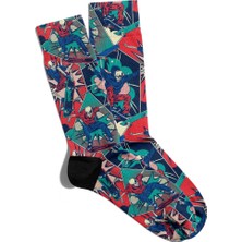 Eğlenceli Çorap Unisex Kaykaycı Kuru Kafa Baskılı Çorap