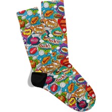 Eğlenceli Çorap  Unisex Ouch Bang Bang Popart Desen Baskılı Çorap