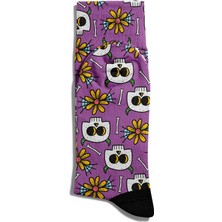 Eğlenceli Çorap Unisex Skull Papatya Baskılı Çorap