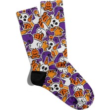 Eğlenceli Çorap Unisex Halloween  Skull Desen Baskılı Çorap