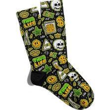 Eğlenceli Çorap Unisex Thug Life Skull Popart Baskılı Çorap