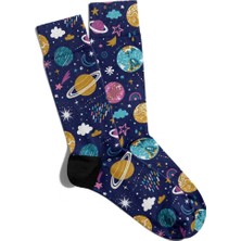 Eğlenceli Çorap Unisex  Popart Desen Space Baskılı Çorap