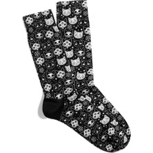 Eğlenceli Çorap Unisex Skull Kedi X1 Desen Baskılı Çorap