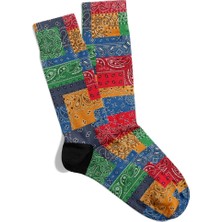 Eğlenceli Çorap  Unisex  Etnik Renkli Bandana Desen Baskılı Çorap