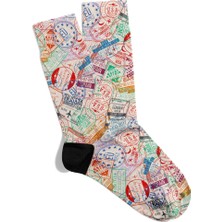 Eğlenceli Çorap  Unisex Travel City Fly Baskılı Çorap