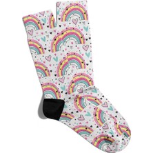 Eğlenceli Çorap Unisex Gökkuşağı Cift Sevgiliye Baskılı Çorap