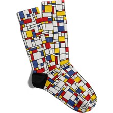Eğlenceli Çorap Unisex  Geometrik Renkli Çizgi Baskılı Çorap